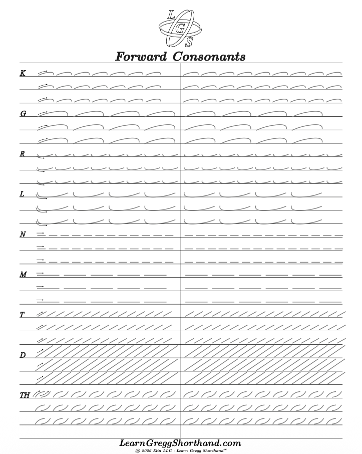 Gregg Shorthand Alphabet Practice Sheets – Printable PDF with Drills & Exercises