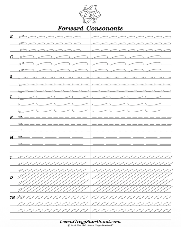 Gregg Shorthand Alphabet Practice Sheets – Printable PDF with Drills ...